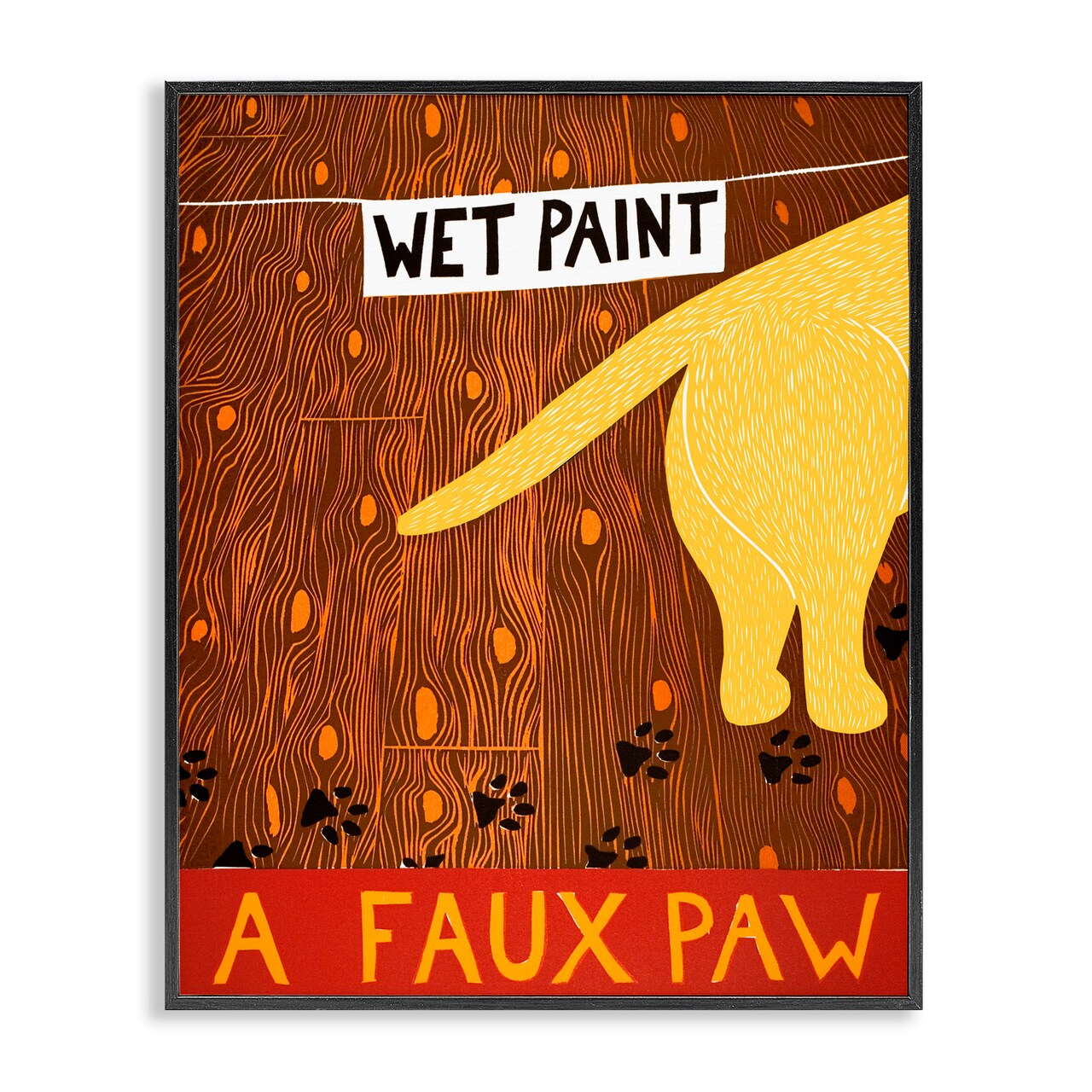 Stupell Industries Wet Paint Faux Paw Framed Giclee, design by Stephen Huneck